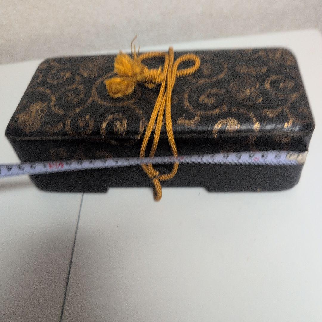 時代物　梨木　文箱　漆箱　漆器 収納箱 金色模様