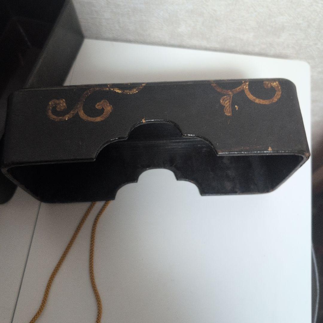 時代物　梨木　文箱　漆箱　漆器 収納箱 金色模様