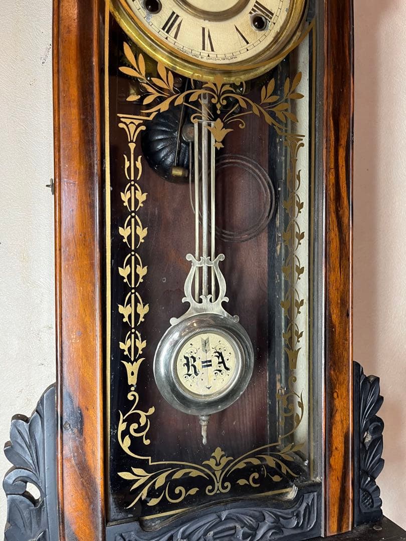 精工舎　黒柿　柱時計　古時計　振り子　ゼンマイ　ユンハンス　アンティーク　レトロ