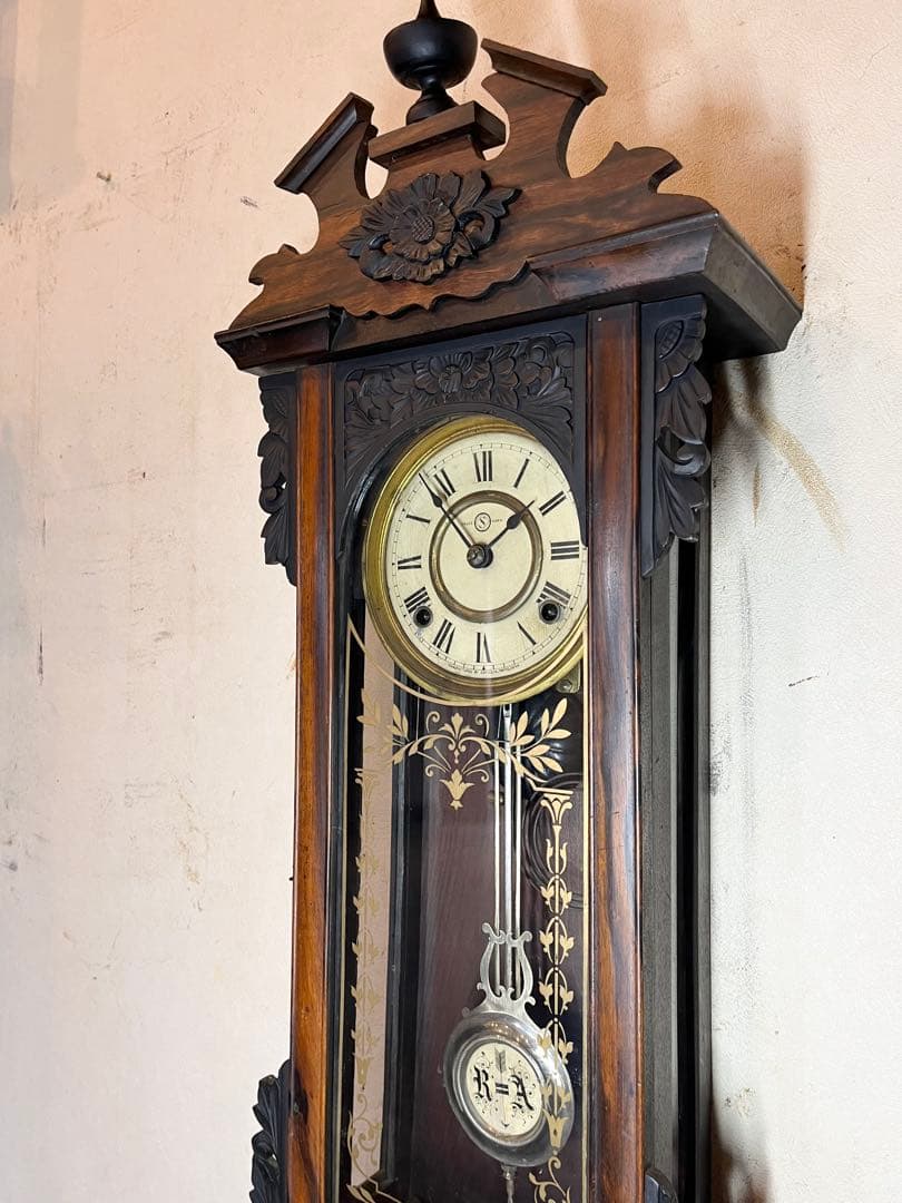精工舎　黒柿　柱時計　古時計　振り子　ゼンマイ　ユンハンス　アンティーク　レトロ