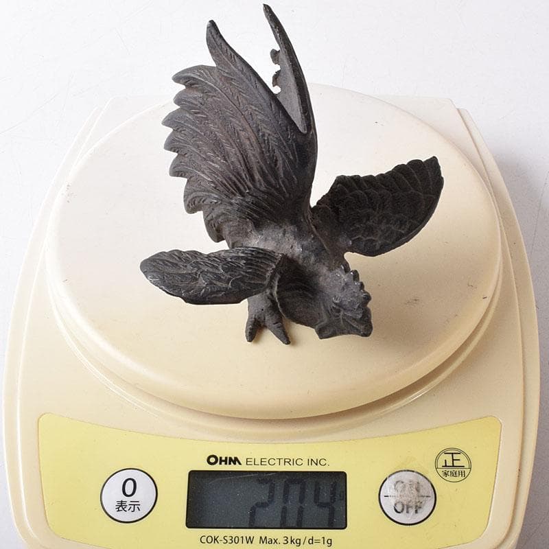 中国　古銅　鳥　置物　一對　C　7581