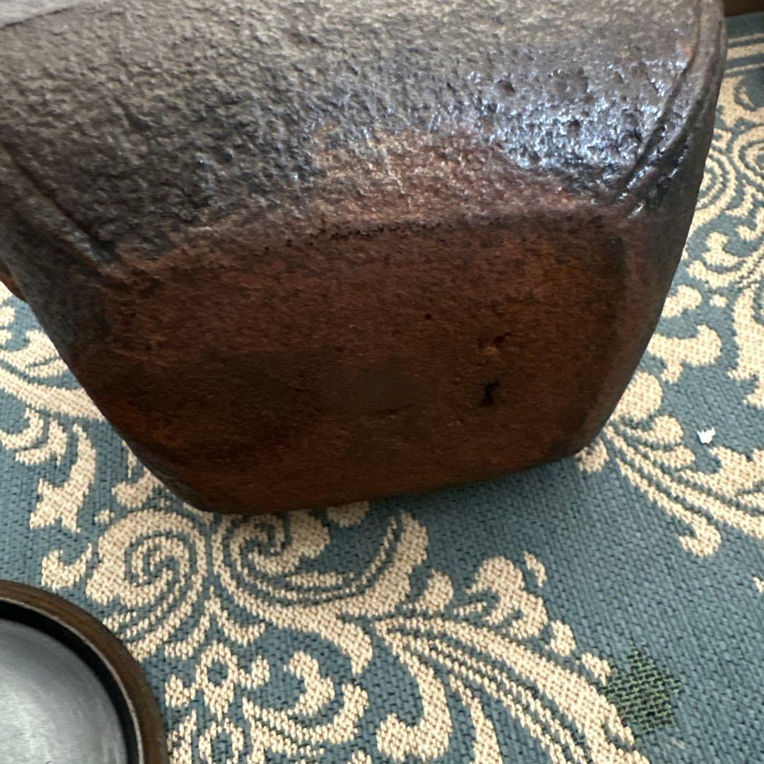 鉄瓶 正方形 明治 急須 煎茶道具 茶道具 茶器 金属工芸 時代物 古民家