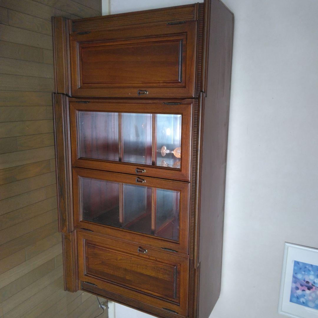 アンティーク 木製ガラス扉キャビネット サイドボード