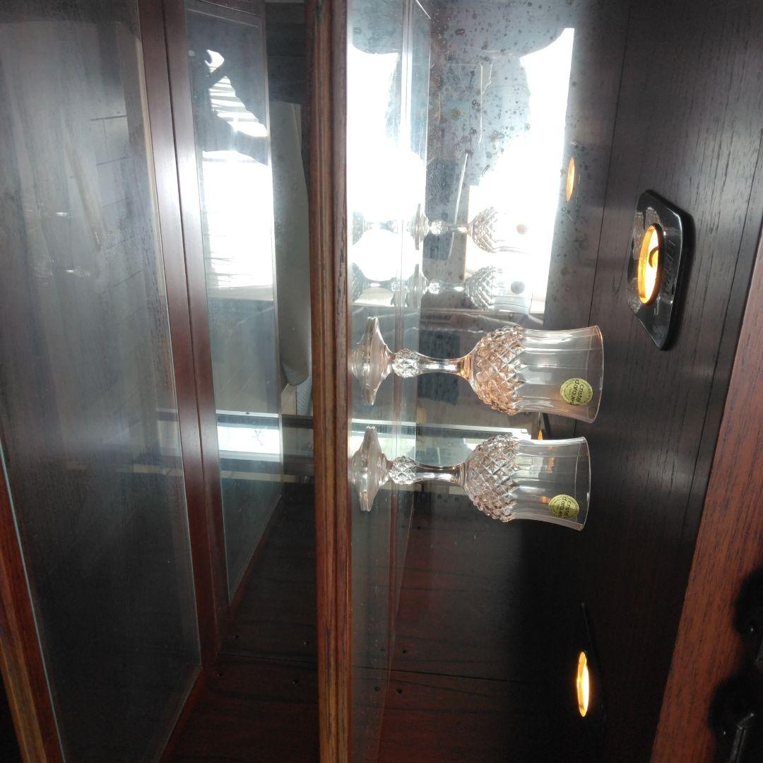 アンティーク 木製ガラス扉キャビネット サイドボード