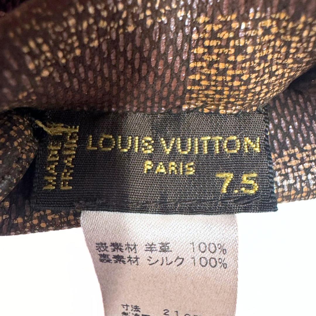 雷電 ルイヴィトン レザーグローブ ＃7.5 ラムスキン ダミエ 手袋