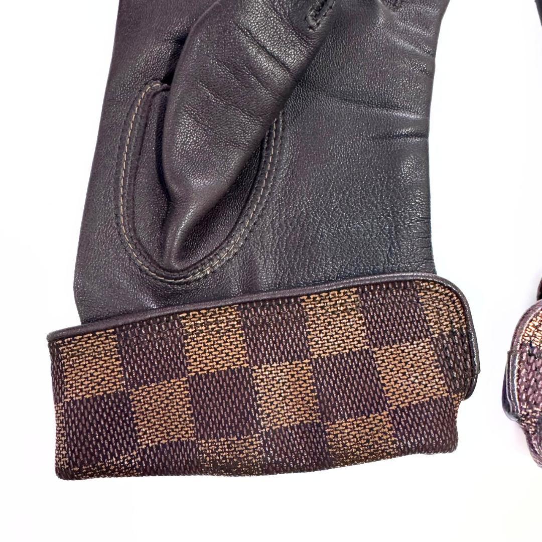 雷電 ルイヴィトン レザーグローブ ＃7.5 ラムスキン ダミエ 手袋