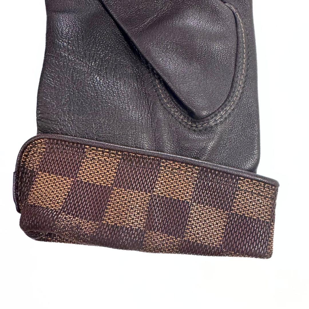 雷電 ルイヴィトン レザーグローブ ＃7.5 ラムスキン ダミエ 手袋