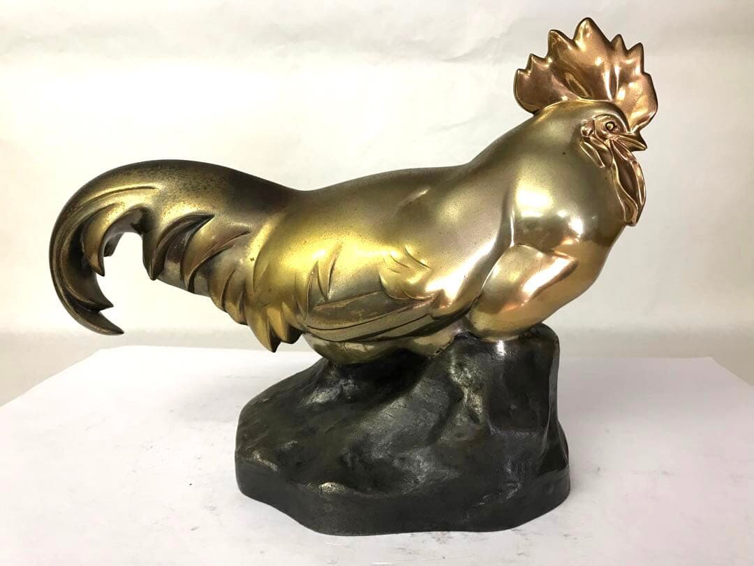 銅器:岩上鶏(メッキ仕上)