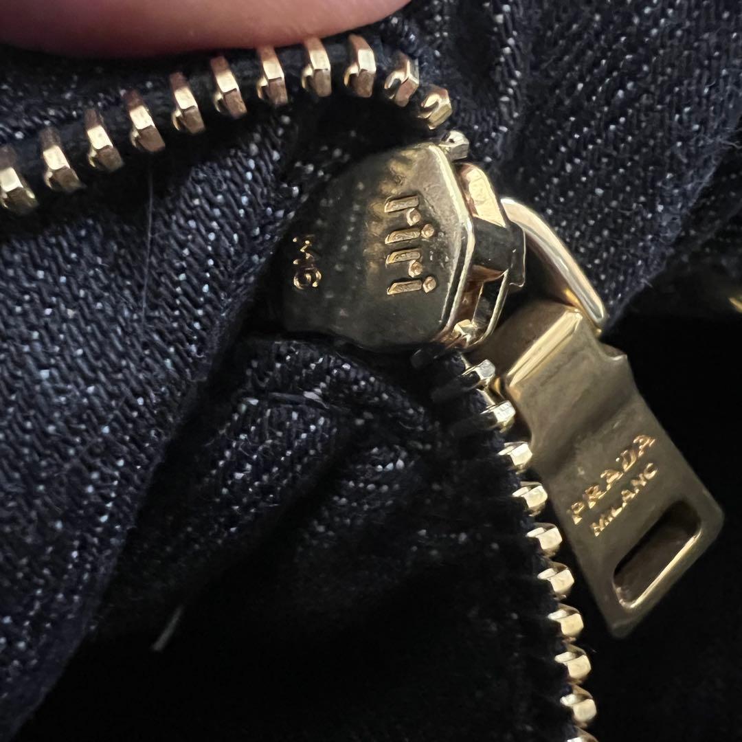 Prada プラダ デニム ハンドバッグ 2way 三角ロゴ ミニ カナパ