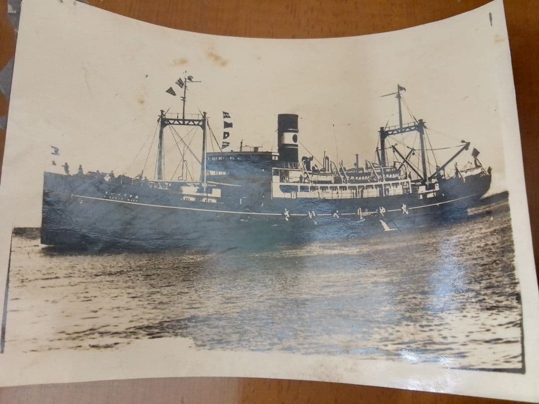 日本海汽船さいべりあ丸　 と兵隊の写真？絵はがき 昭和レトロ