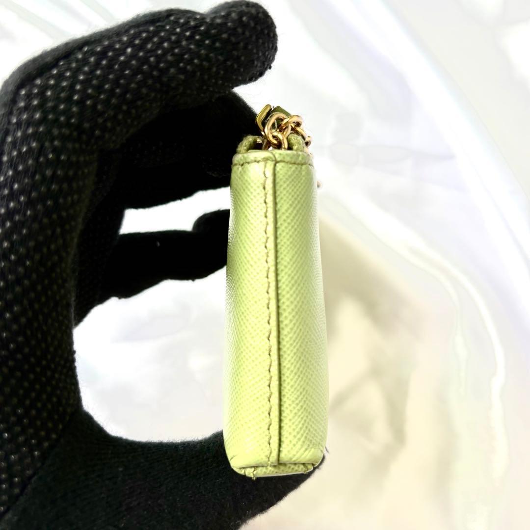 美品✨プラダ ケース キーリング 小銭入れ サフィアーノレザー グリーン