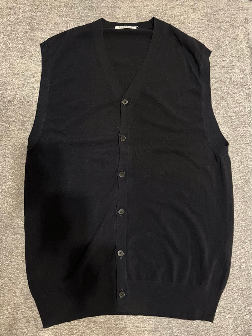 トップス AURALEE SUPER HARD TWIST V-NECK VEST