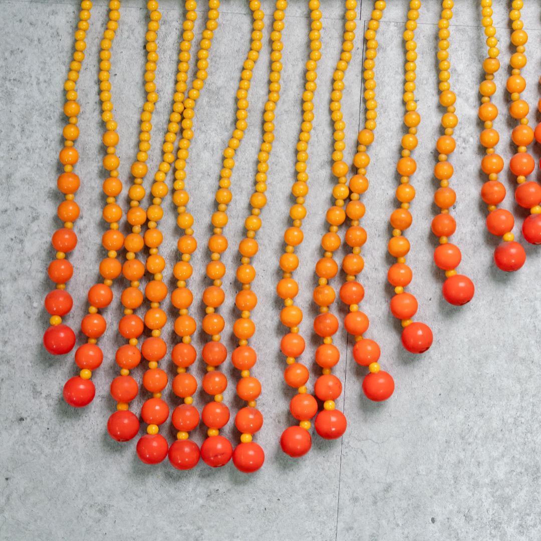 【＠KM】珠暖簾 のれん　ビーズカーテン　オレンジ　グラデーション