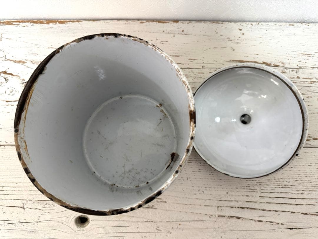 大きい アンティークホーロー シュガー缶 キャニスター エナメル ドイツ