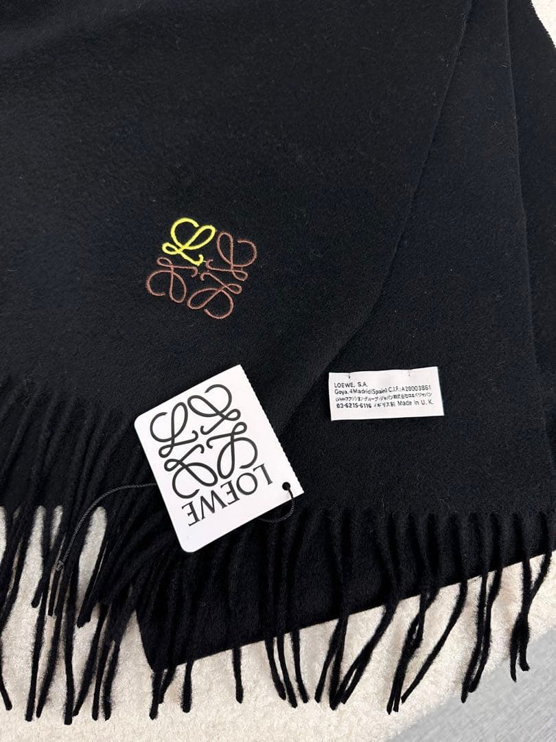 マフラー 30×180cm ブラック カシミヤ