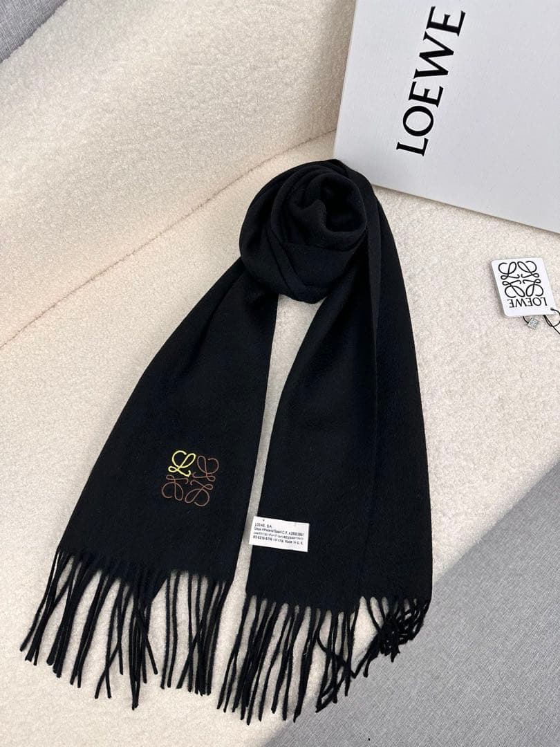 マフラー 30×180cm ブラック カシミヤ