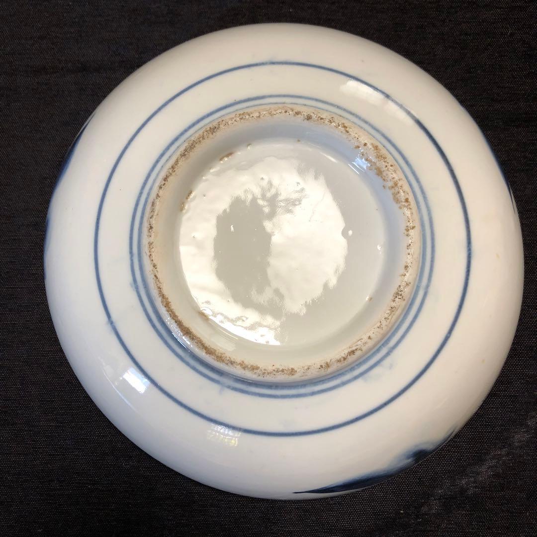 古伊万里 染付 横笛を吹く仙人八寸鉢　江戸後期