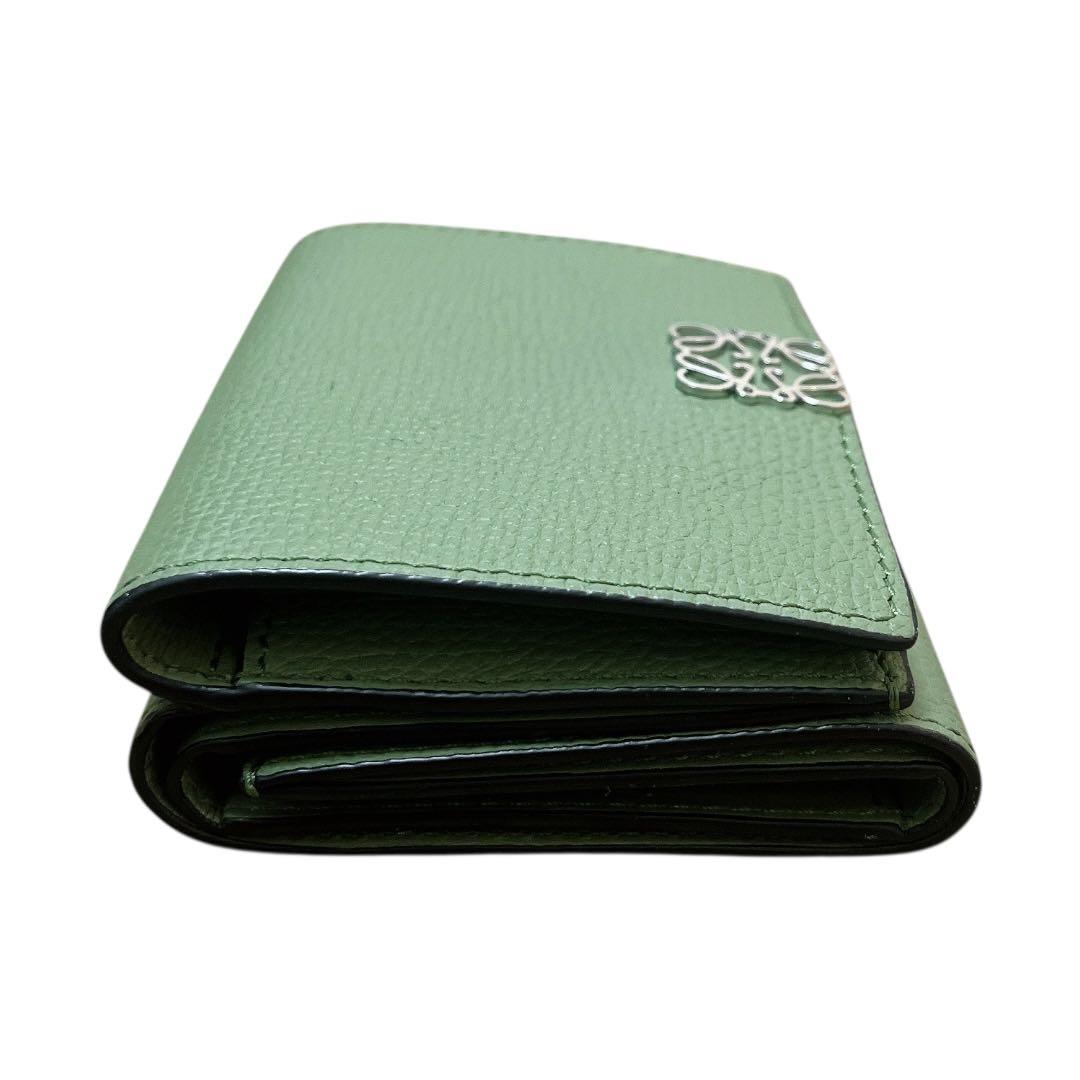【美品】LOEWE 三つ折財布 トライフォールド ウォレット アナグラム 緑