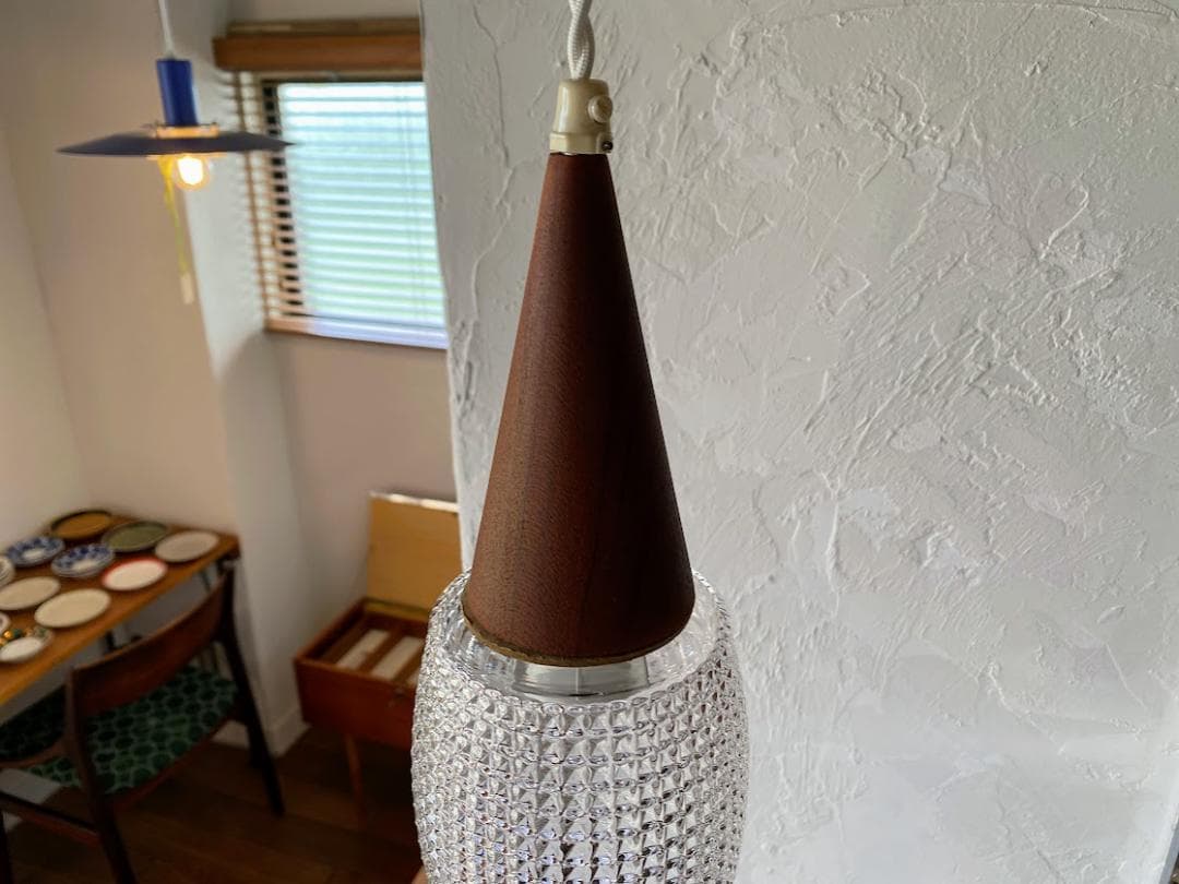 1960s デンマーク製 チーク ガラス ペンダントライト