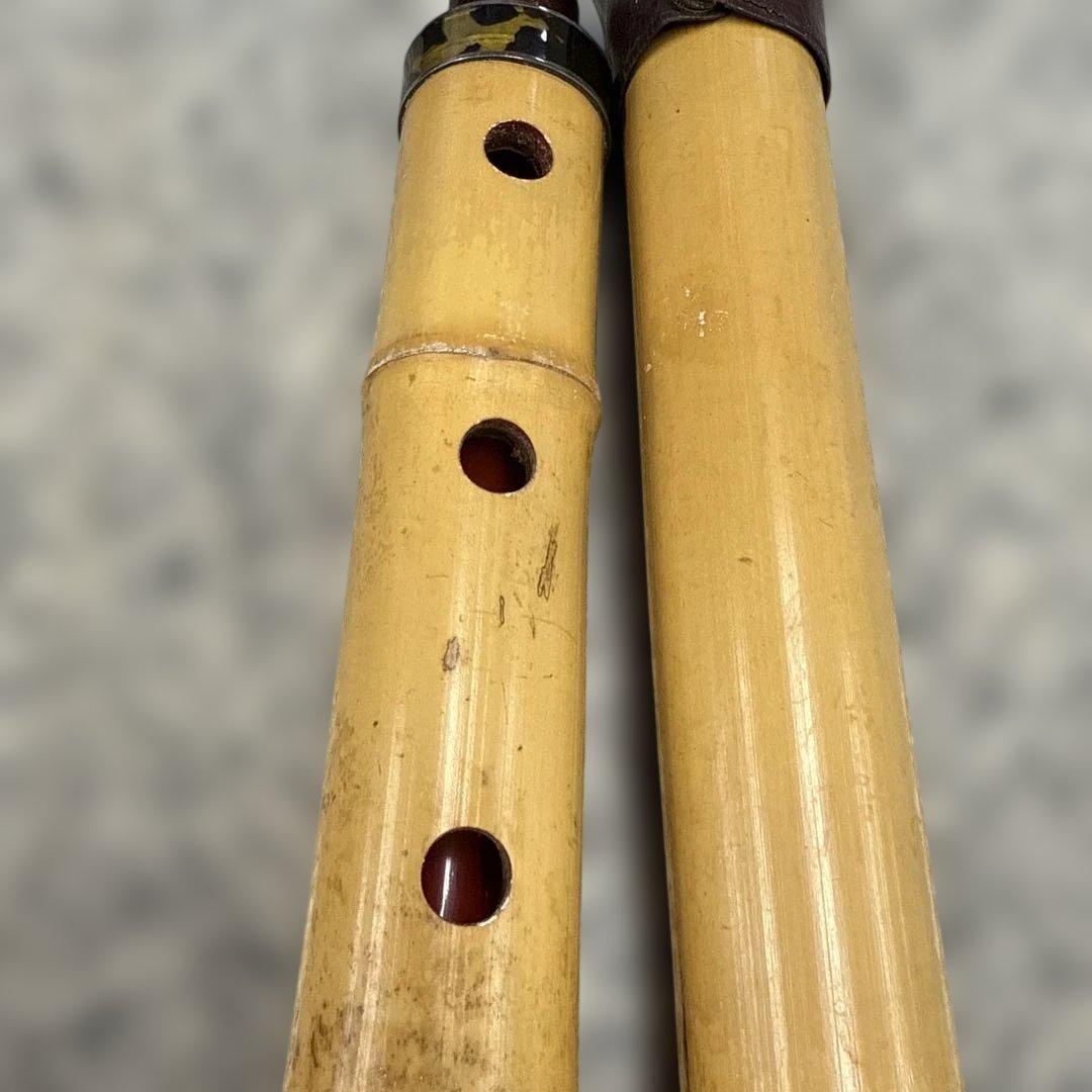 が*う様 尺八本体 竹製 革製キャップ付き 和楽器 音楽 管楽器 レトロ 小物