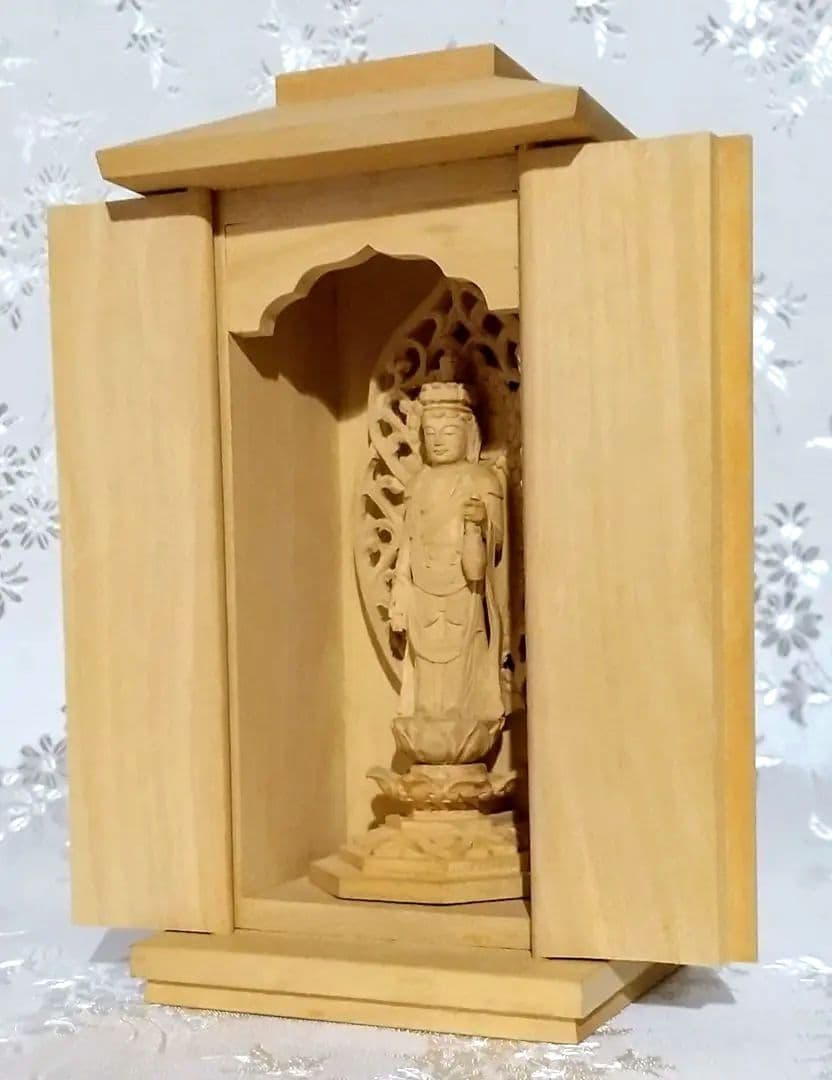 十一面観音菩薩像【極小】#406 厨子入り 木彫 仏像