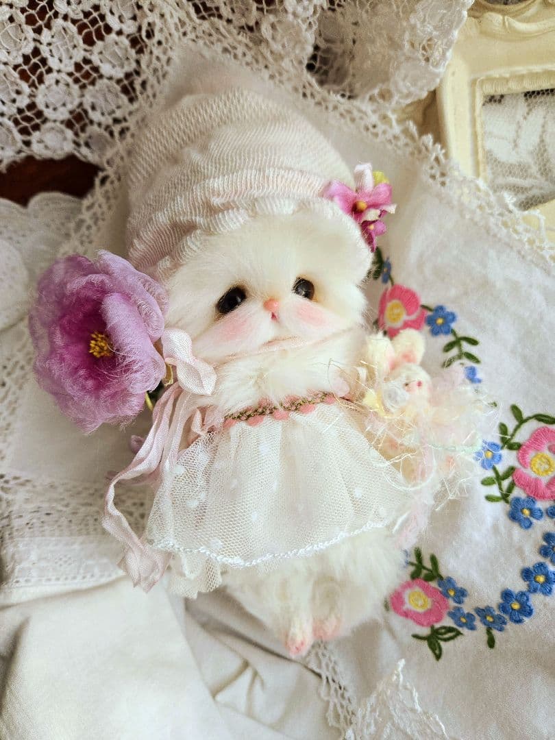 お花の妖精 ちっちゃなねこちゃん♡ テディベア ぬいぐるみ ドール