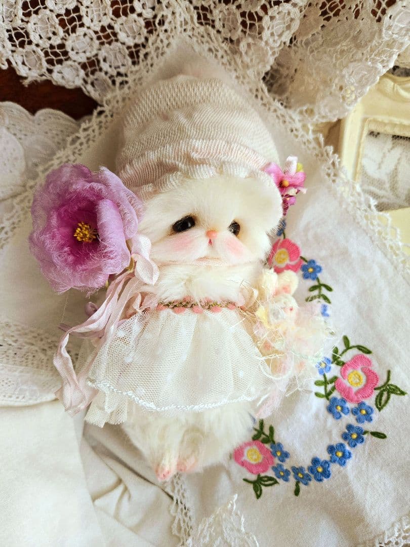 お花の妖精 ちっちゃなねこちゃん♡ テディベア ぬいぐるみ ドール