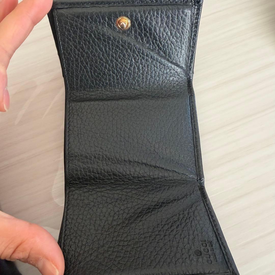 GUCCI ブラックレザー 三つ折り財布