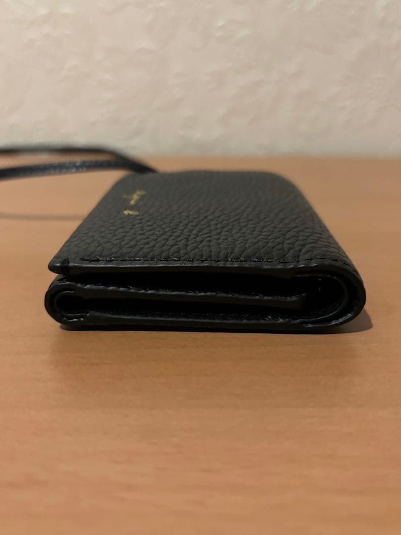【美品】agnès b. ブラック　牛革　三つ折り財布