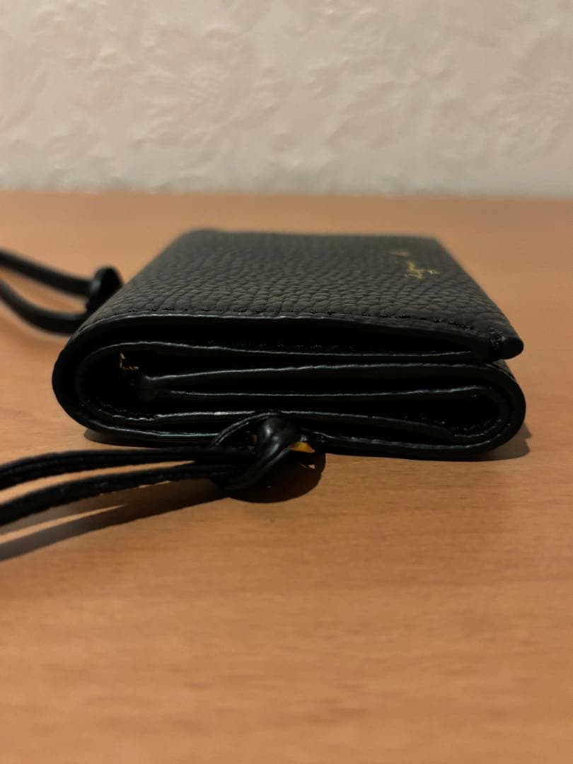 【美品】agnès b. ブラック　牛革　三つ折り財布