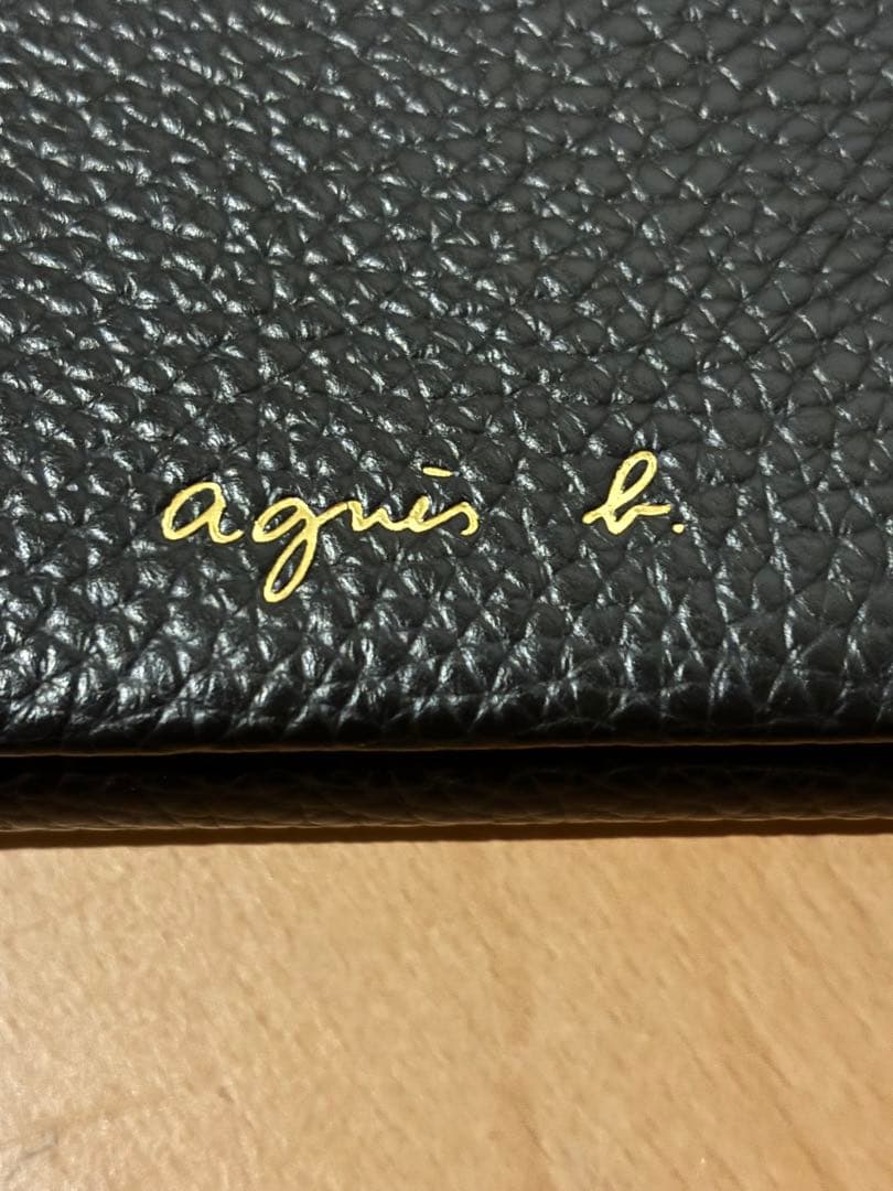 【美品】agnès b. ブラック　牛革　三つ折り財布