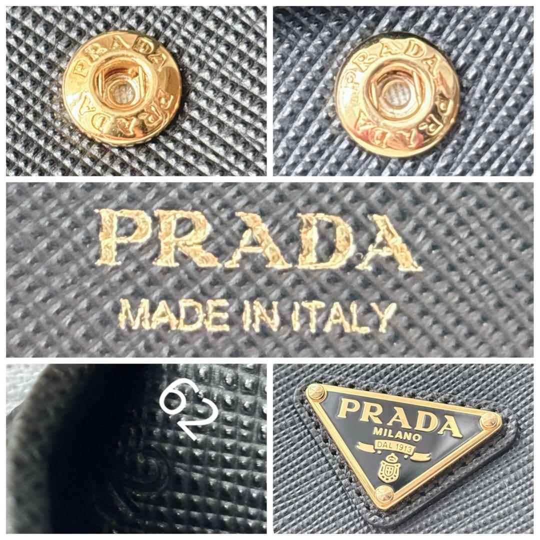 y◇未使用級/現行✨プラダ 三つ折り財布 三角ロゴ ブラック サフィアーノ