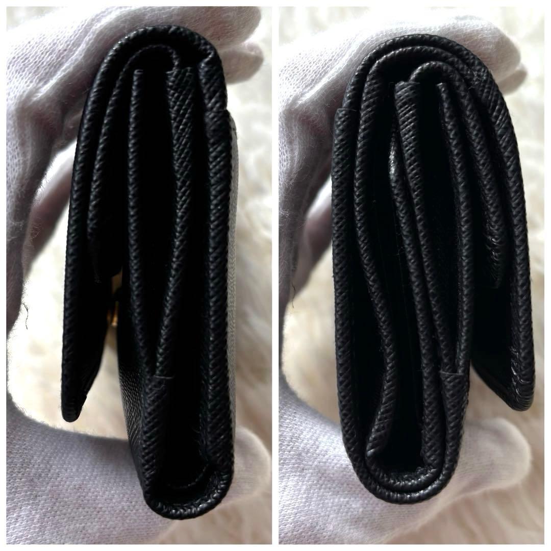 y◇未使用級/現行✨プラダ 三つ折り財布 三角ロゴ ブラック サフィアーノ