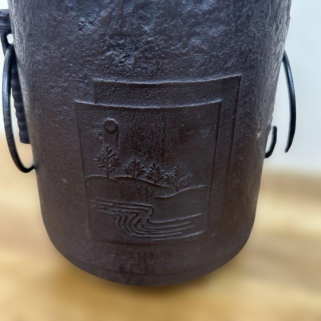 希少　色紙釜 風炉釜 茶道具　蓋　龍文堂造刻印有り