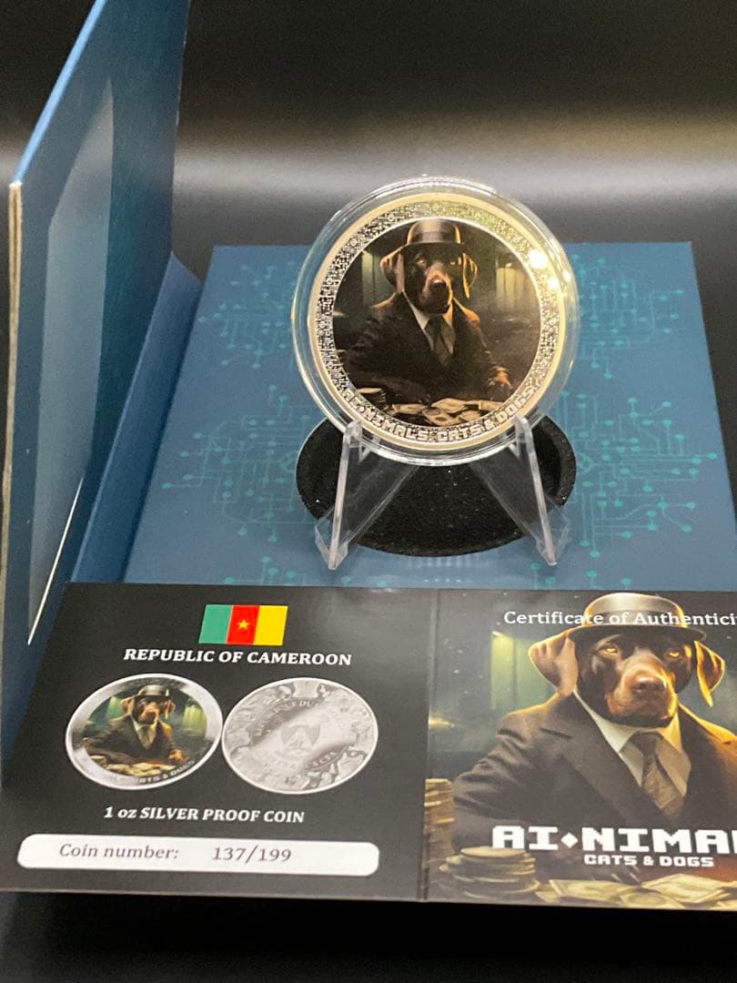 カメルーン共和国 AI ANIMALS 1オンス プルーフ銀貨 犬　137