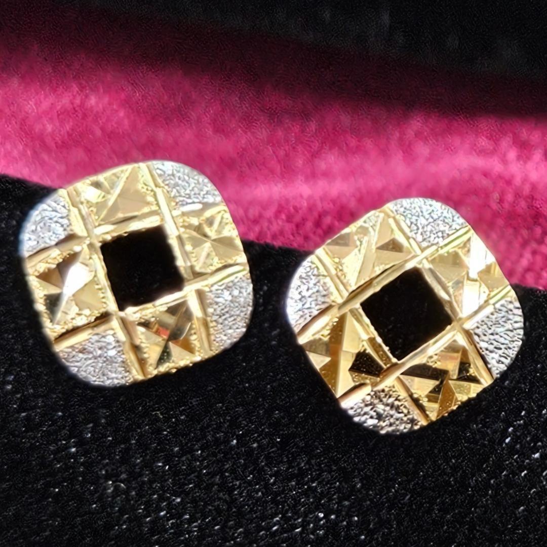 ちょっちゃんお洒落！18金 K18 YG WG コンビ スクエア ピアス