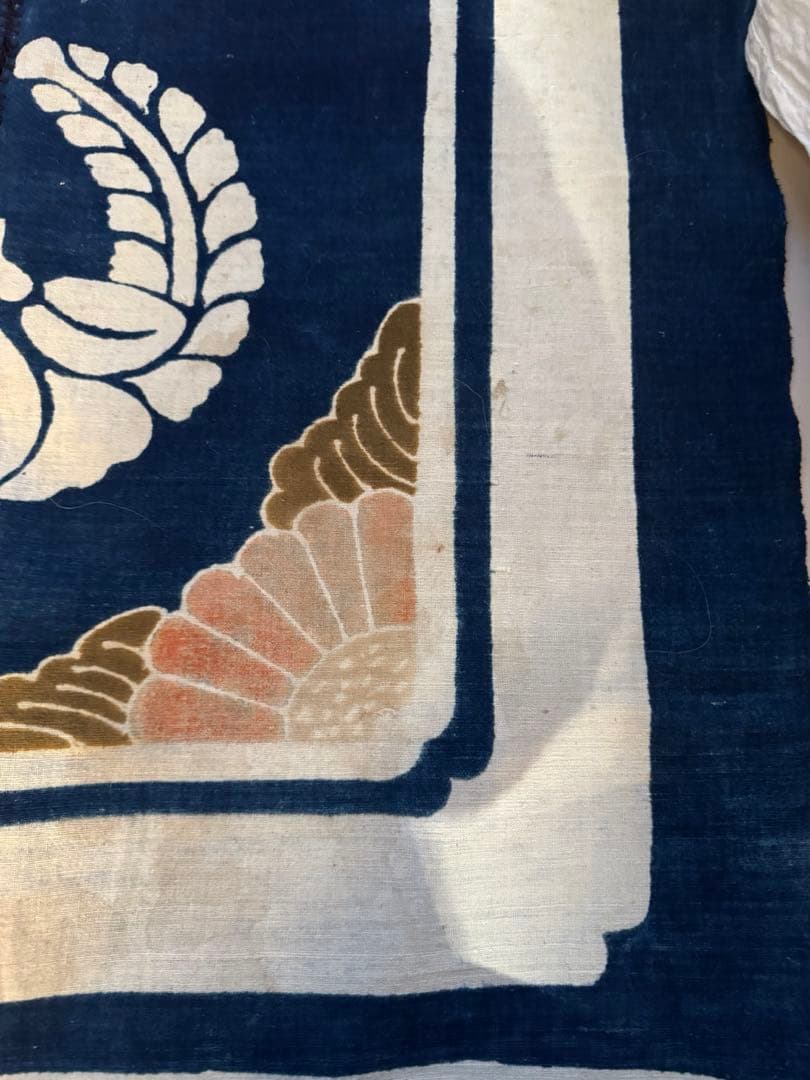 ①骨董レア品　日本　古布　藍染木綿　6m超　東北馬飾り　コレクター　リメイク材料