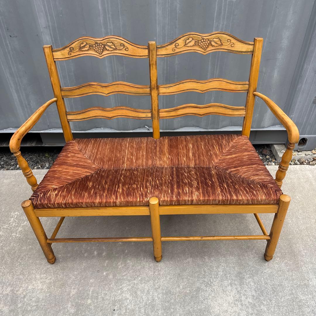 フランスアンティーク ダブルベンチ フレンチシャビー ヴィンテージ ブナ材