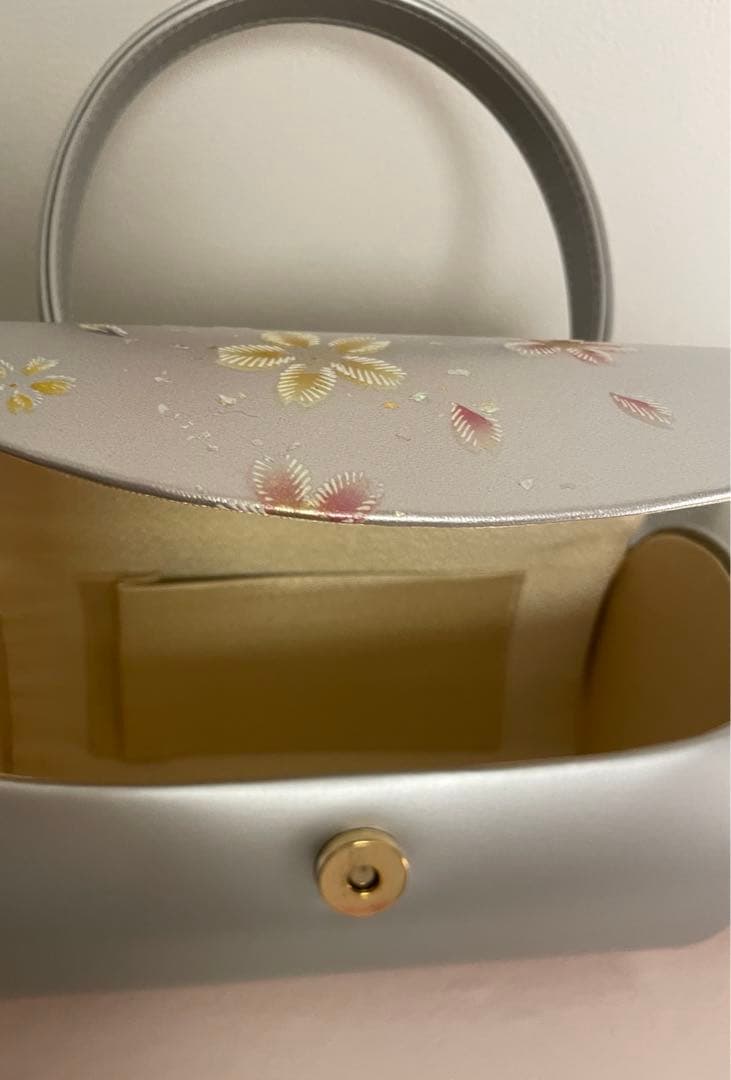 豪華花模様　日本謹製　振袖バッグ　草履セット　 桜　刺繍　レア