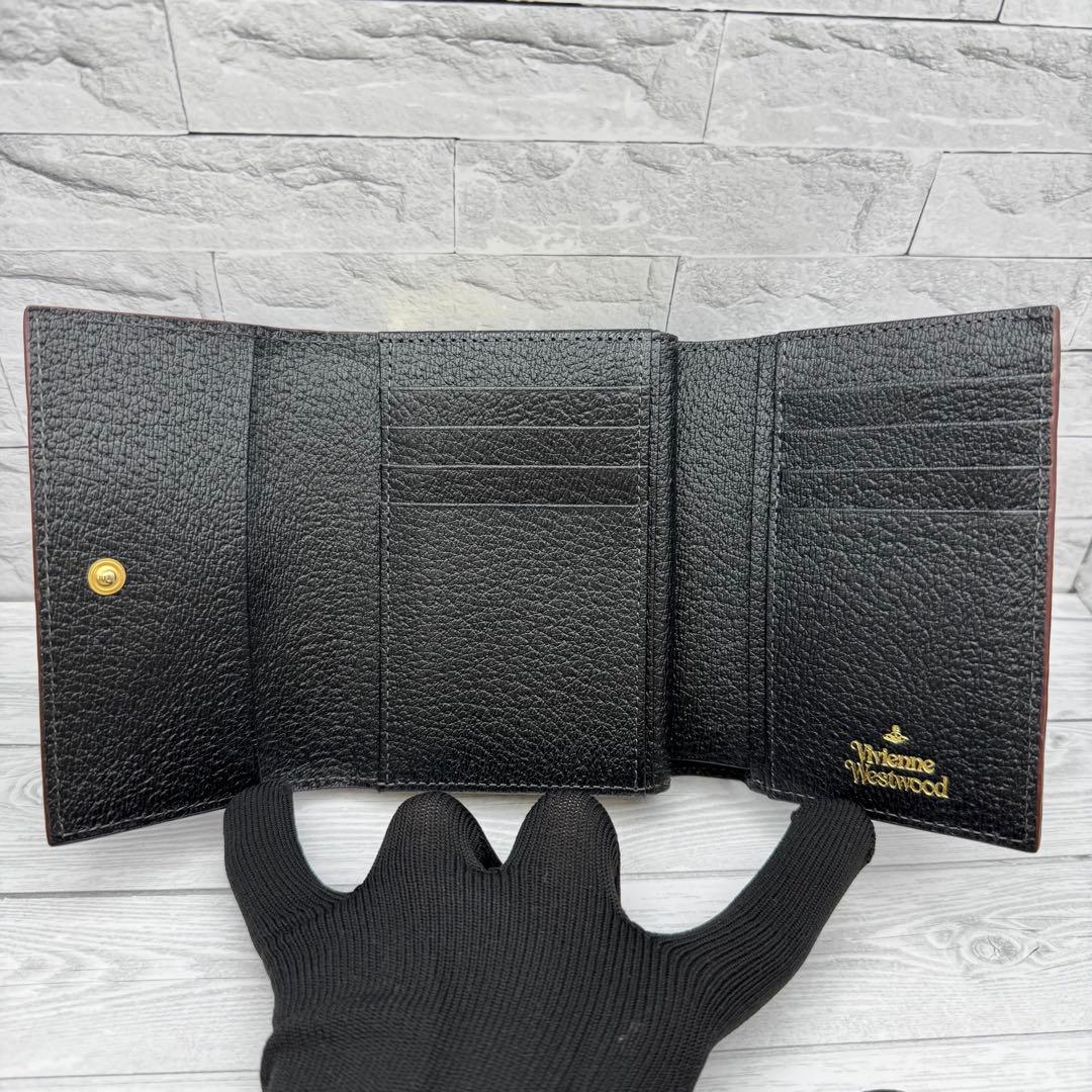 【極美品】ヴィヴィアンウエストウッド 三つ折り財布 がま口　レザー ブラック