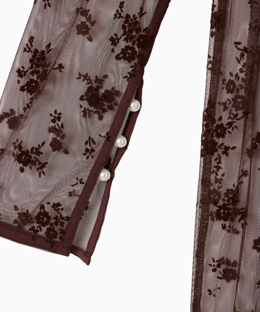 【美品/値下可】kaene フロッキーベロア2wayドレス 34 ダークブラウン