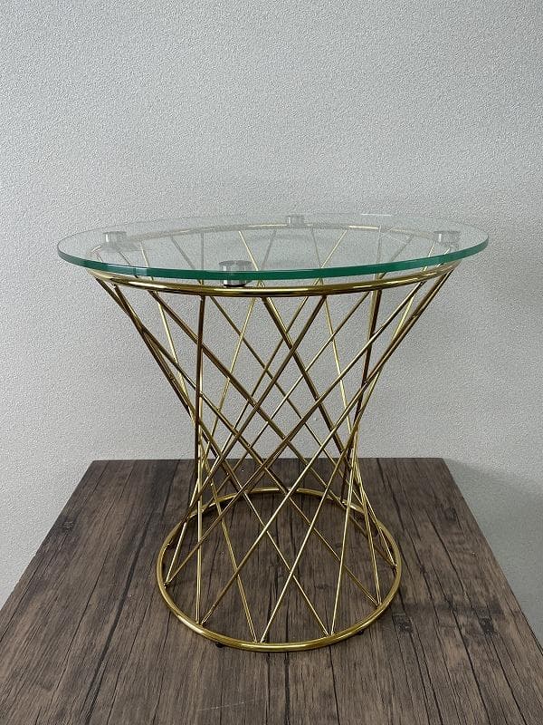 【展示品】フランフラン　マーリアサイドテーブル　クリア×ゴールド