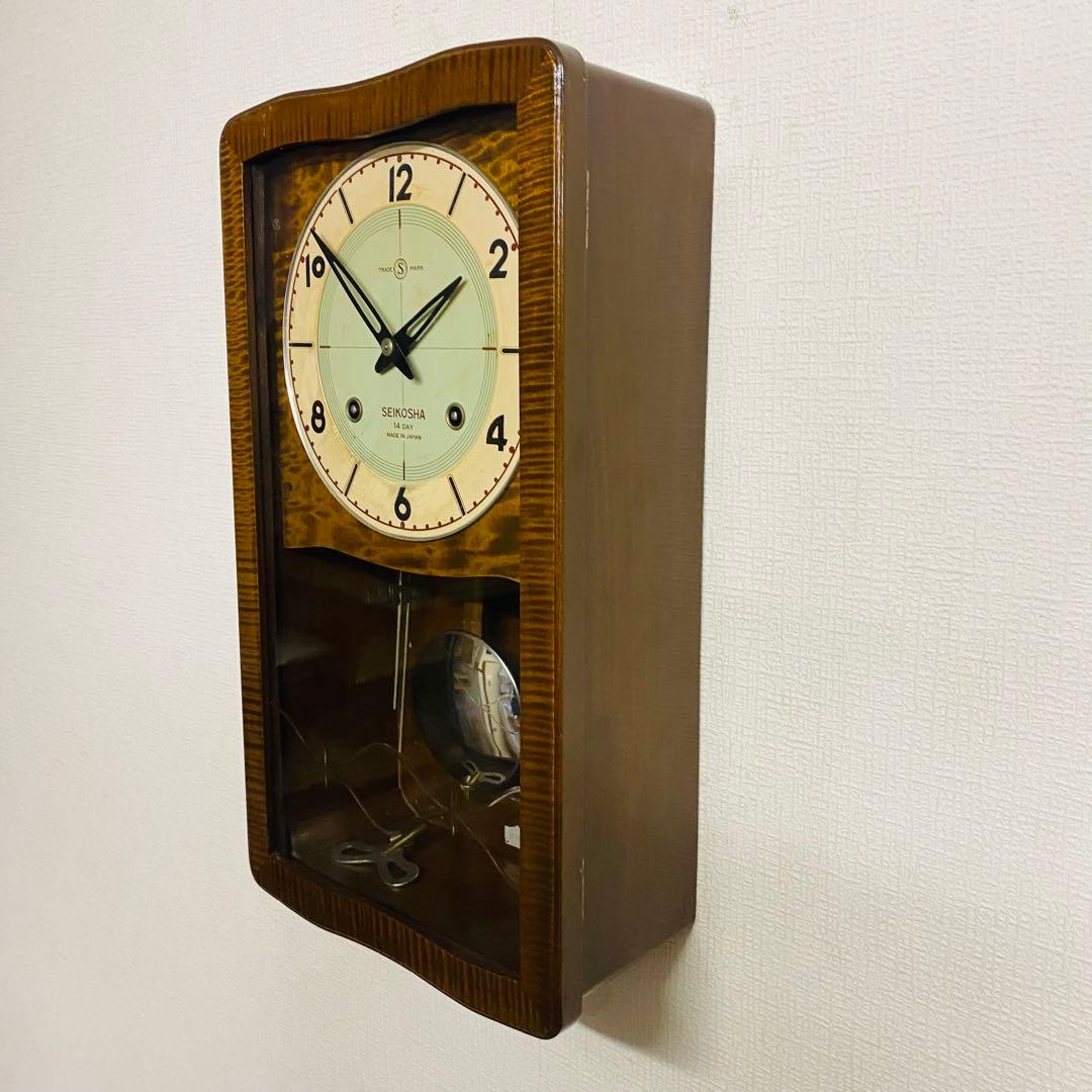 SEIKOSHA 昭和レトロ　ゼンマイ時計　虎杢　No.2720 アンティーク