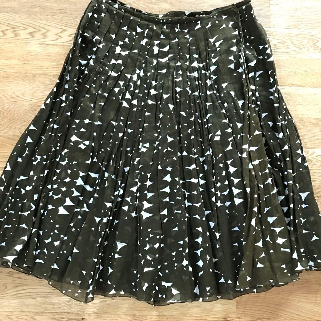 PRADA スカート　38 プリーツ　巻きスカート　ビンテージ　深緑　総柄　迷彩