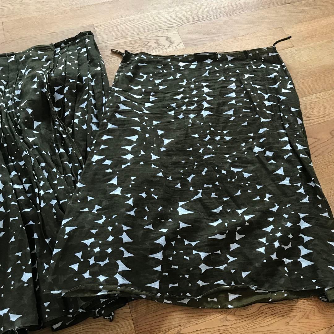 PRADA スカート　38 プリーツ　巻きスカート　ビンテージ　深緑　総柄　迷彩