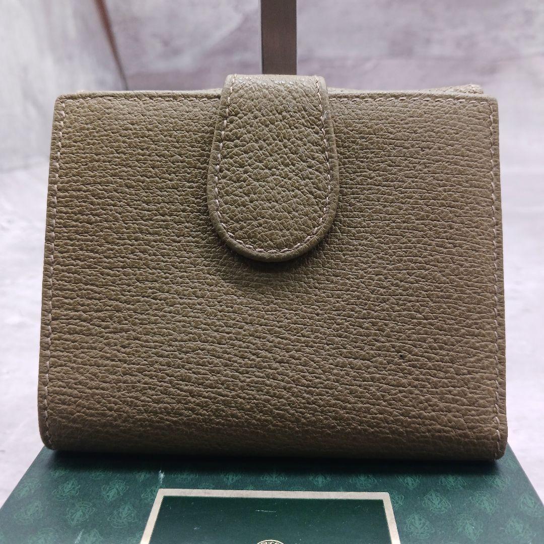 ✨美品✨ グッチ Wホック 二つ折り財布 ホースビット レザー スエード カーキ