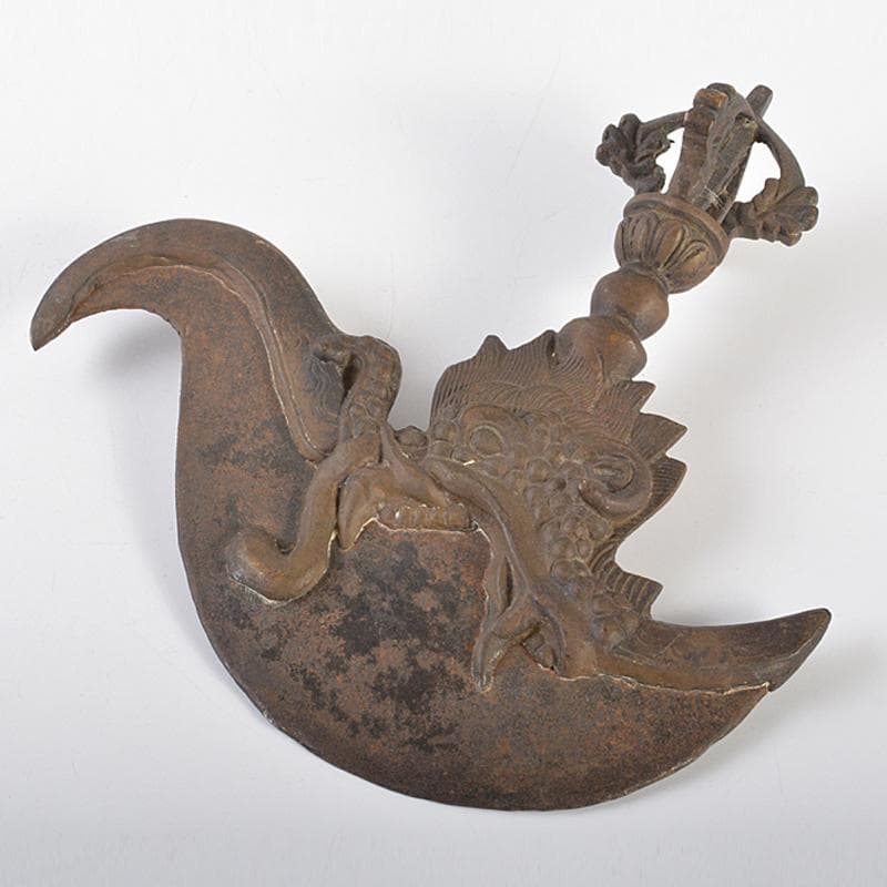 チベット密教法具　古銅　カルティカ　カルタリ　曲刀　斧　M　R7285