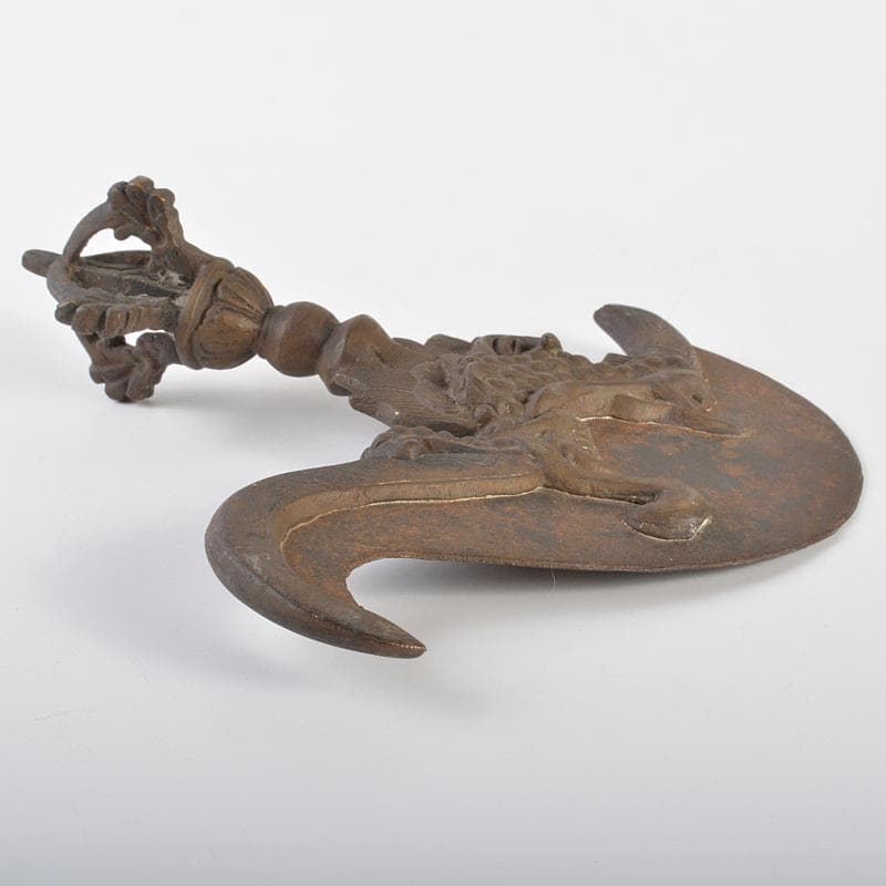 チベット密教法具　古銅　カルティカ　カルタリ　曲刀　斧　M　R7285