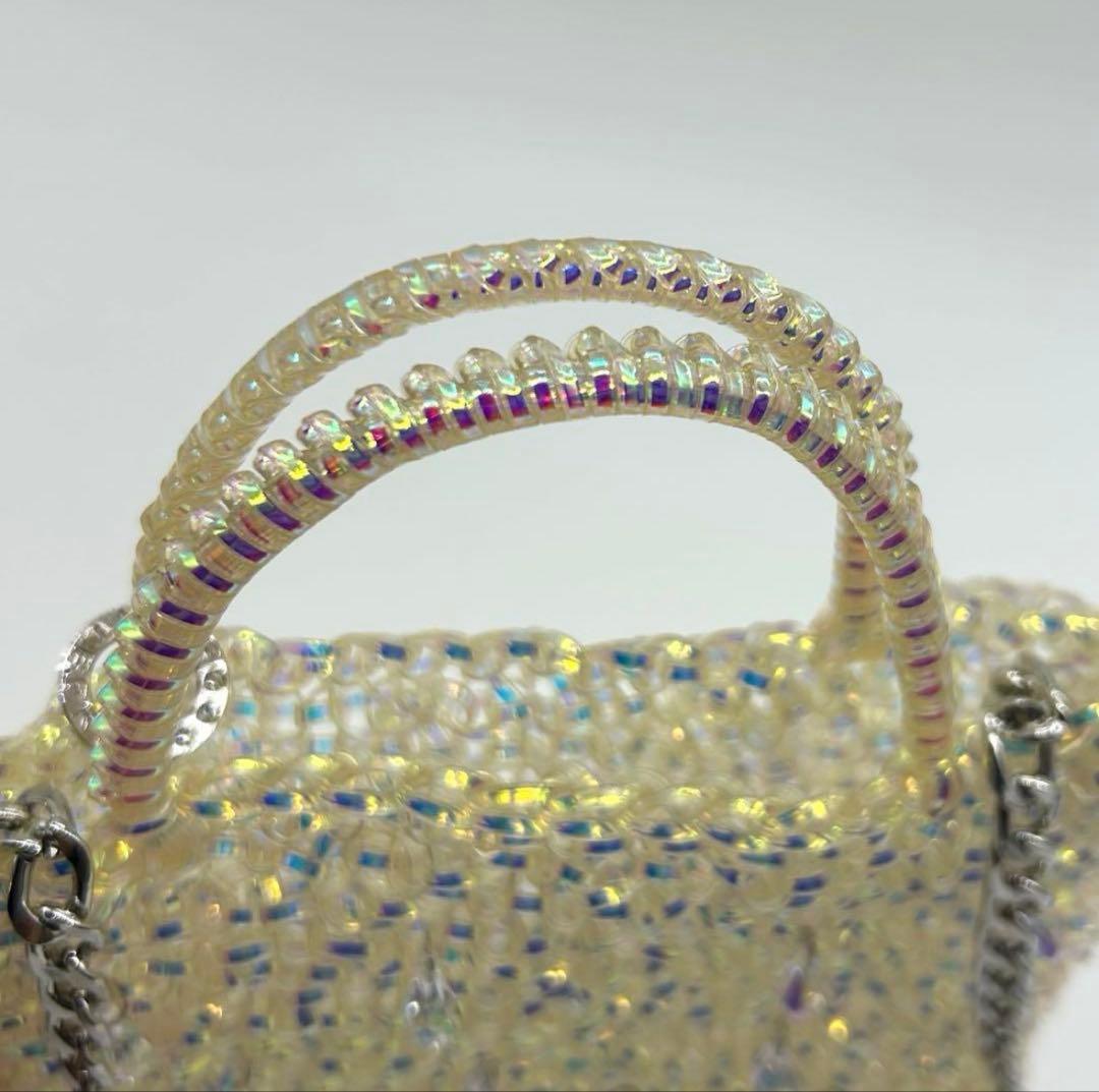 美品★アンテプリマ ピコ　チェーン付 スクエア ワイヤーバッグ スワロフスキー