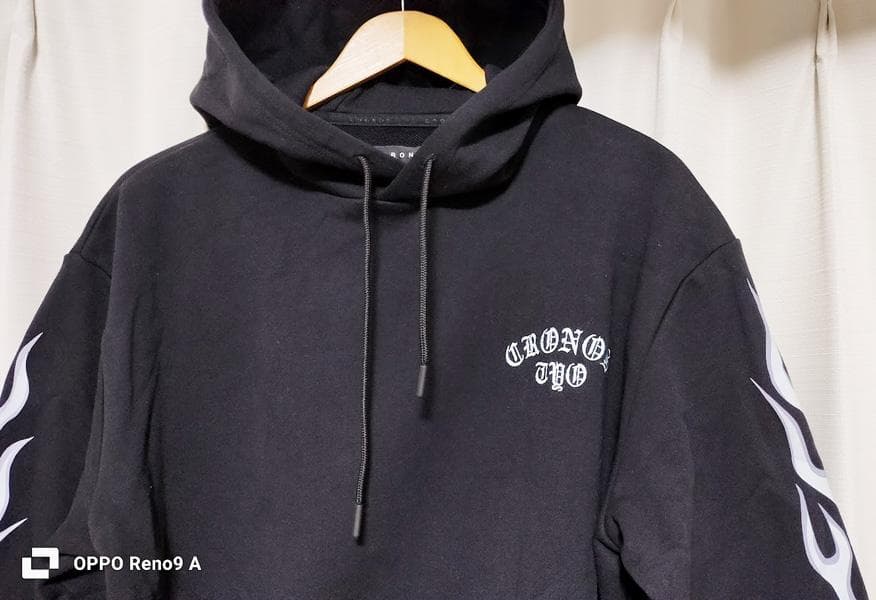 【新品未使用】CRONOSクロノス フレームデザイン スウェットパーカー 黒 S